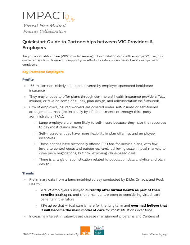 You are currently viewing Quickstart Guide to Partnerships between V1C Providers and Employers